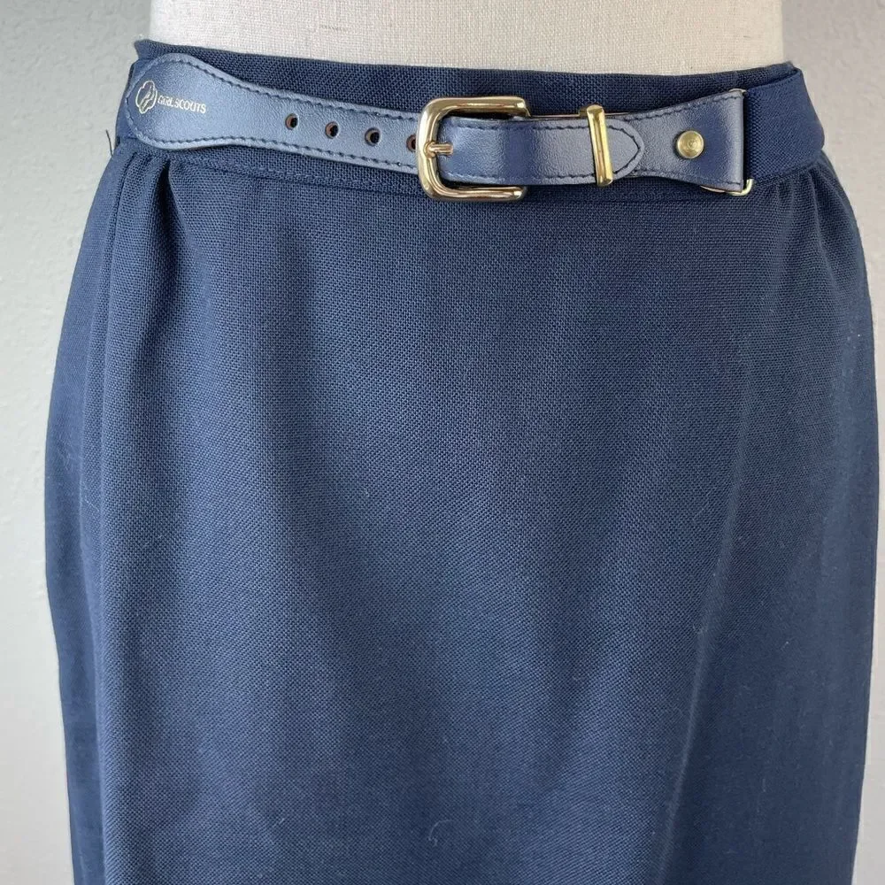 Vintage Girl Scouts Midi Skirt and Belt Size 8 EUC